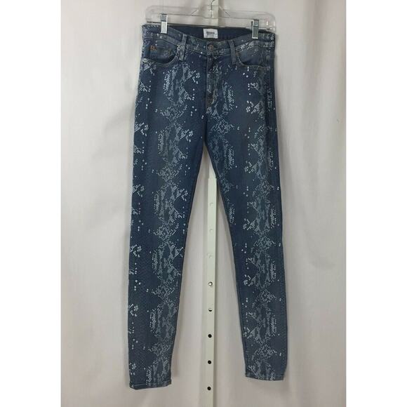 Hudson Midrise Nico Super Skinny Stretch Snake Skin Print Jeans Sz 28 - Picture 1 of 7